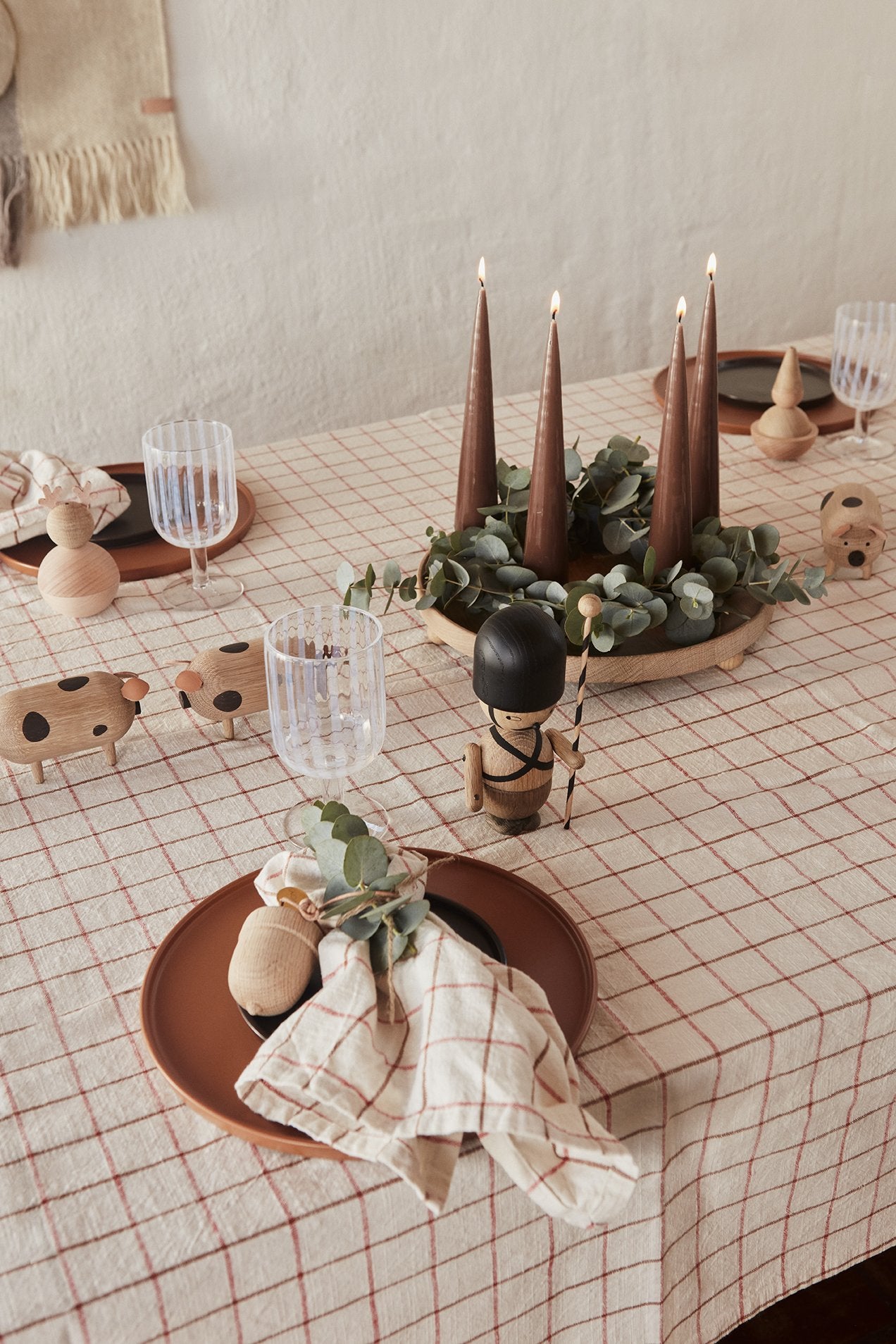 OYOY LIVING Grid Tablecloth - 200x140 cm Napkin 102 Offwhite / Red