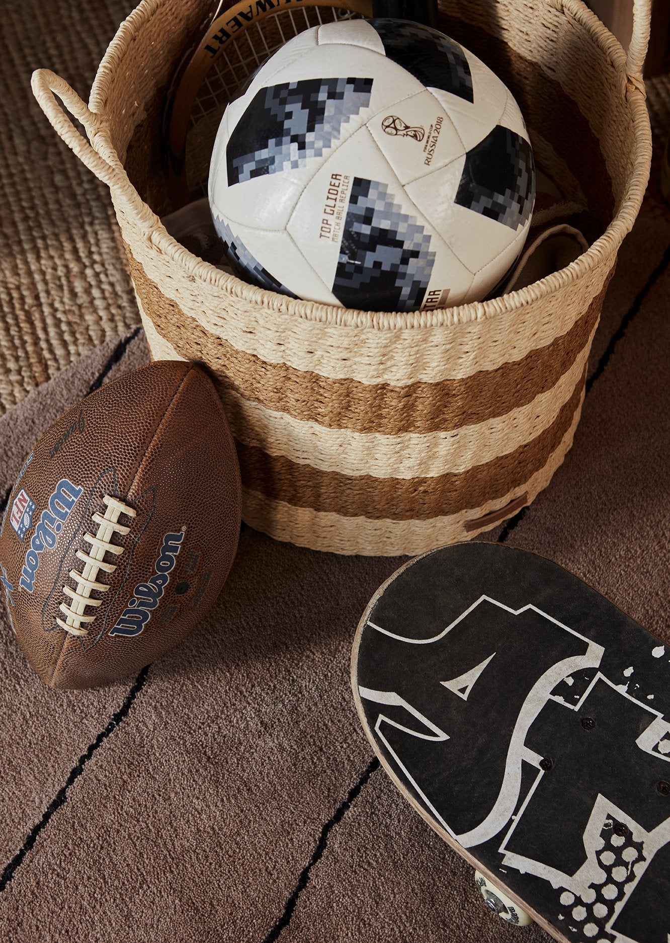 OYOY LIVING Striped Circle Rug Rug 309 Choko