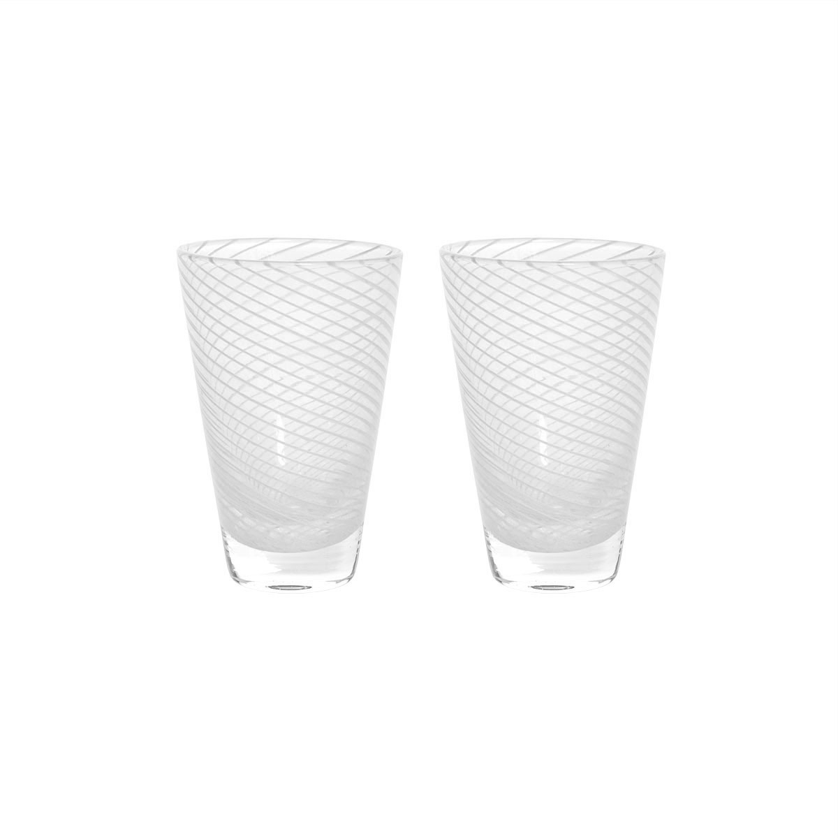 OYOY LIVING Yuka Swirl Glass - Pack of 2 Dining Ware 101 White
