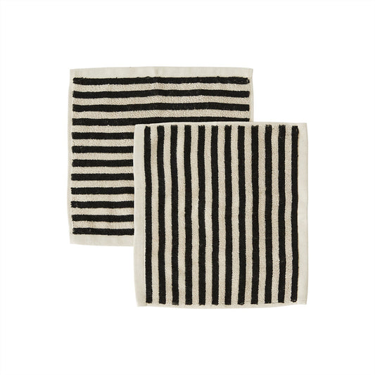 OYOY LIVING Raita Wash Cloth - Pack of 2 Towel 306 Clay / Black