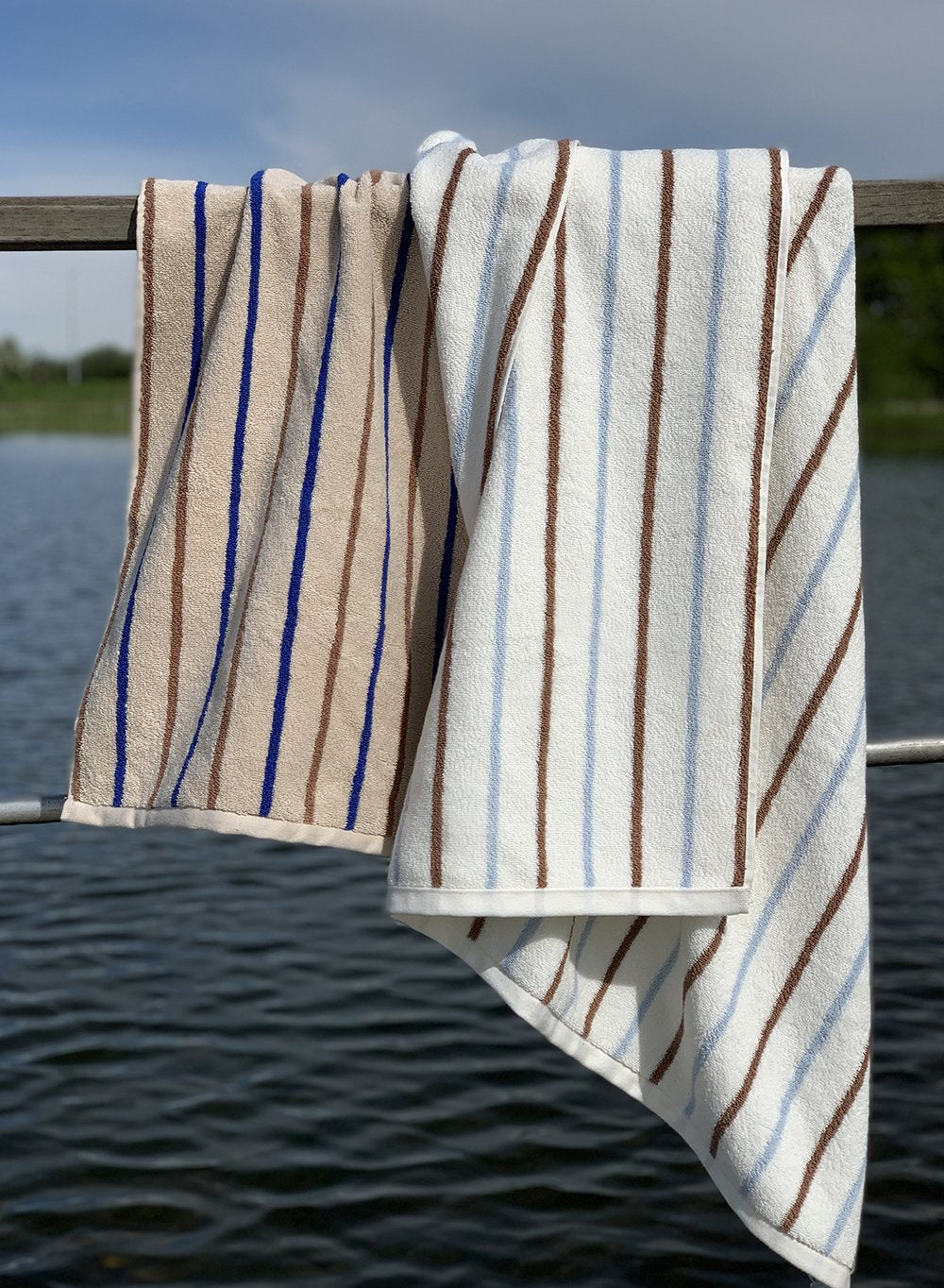 OYOY LIVING Raita Towel - 70x140 cm Towel 307 Caramel / Ice Blue