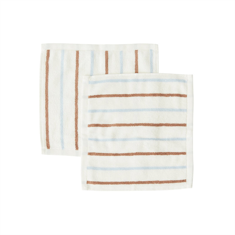OYOY LIVING Raita Wash Cloth - Pack of 2 Towel 307 Caramel / Ice Blue