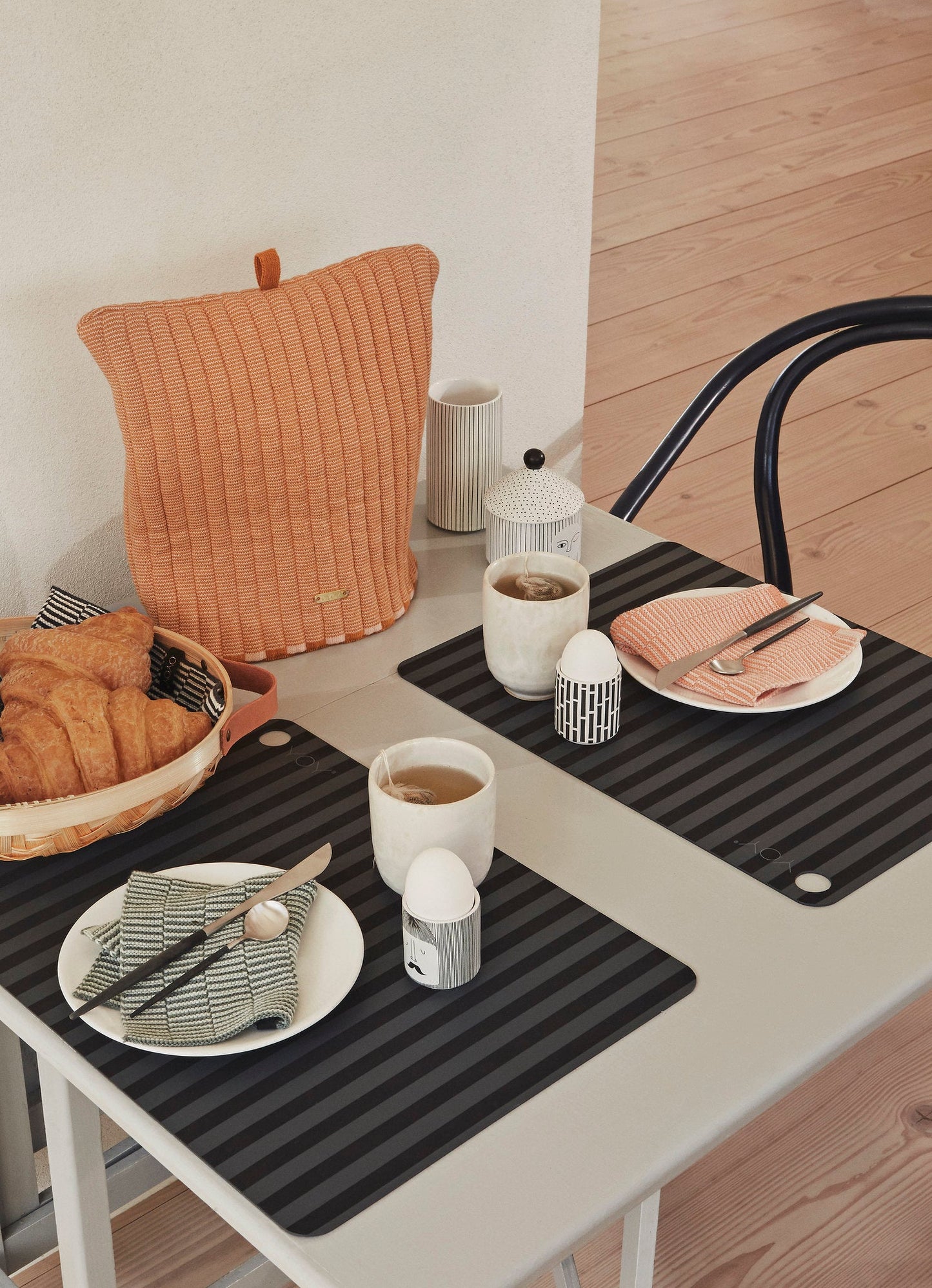 OYOY Living Design - OYOY LIVING Stringa Dishcloth - 2 Pcs/Set Dish Cloth & Mini Towel 408 Coral / Anthracite