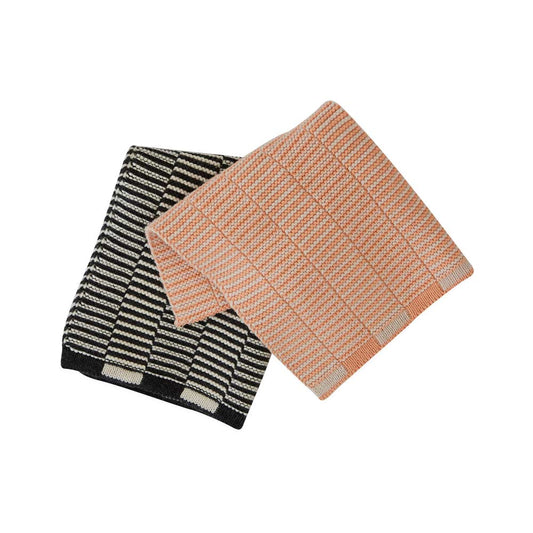 OYOY Living Design - OYOY LIVING Stringa Dishcloth - 2 Pcs/Set Dish Cloth & Mini Towel 408 Coral / Anthracite