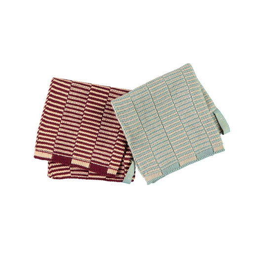 OYOY Living Design - OYOY LIVING Stringa Dishcloth Dish Cloth & Mini Towel 406 Aubergine/Rose - Pale Blue/Camel