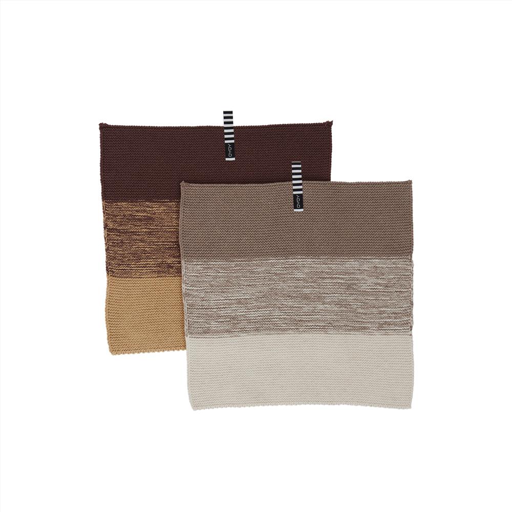 OYOY Living Design - OYOY LIVING Dish Cloth Niji - 2 Pcs/Set Dish Cloth & Mini Towel 301 Brown / Clay