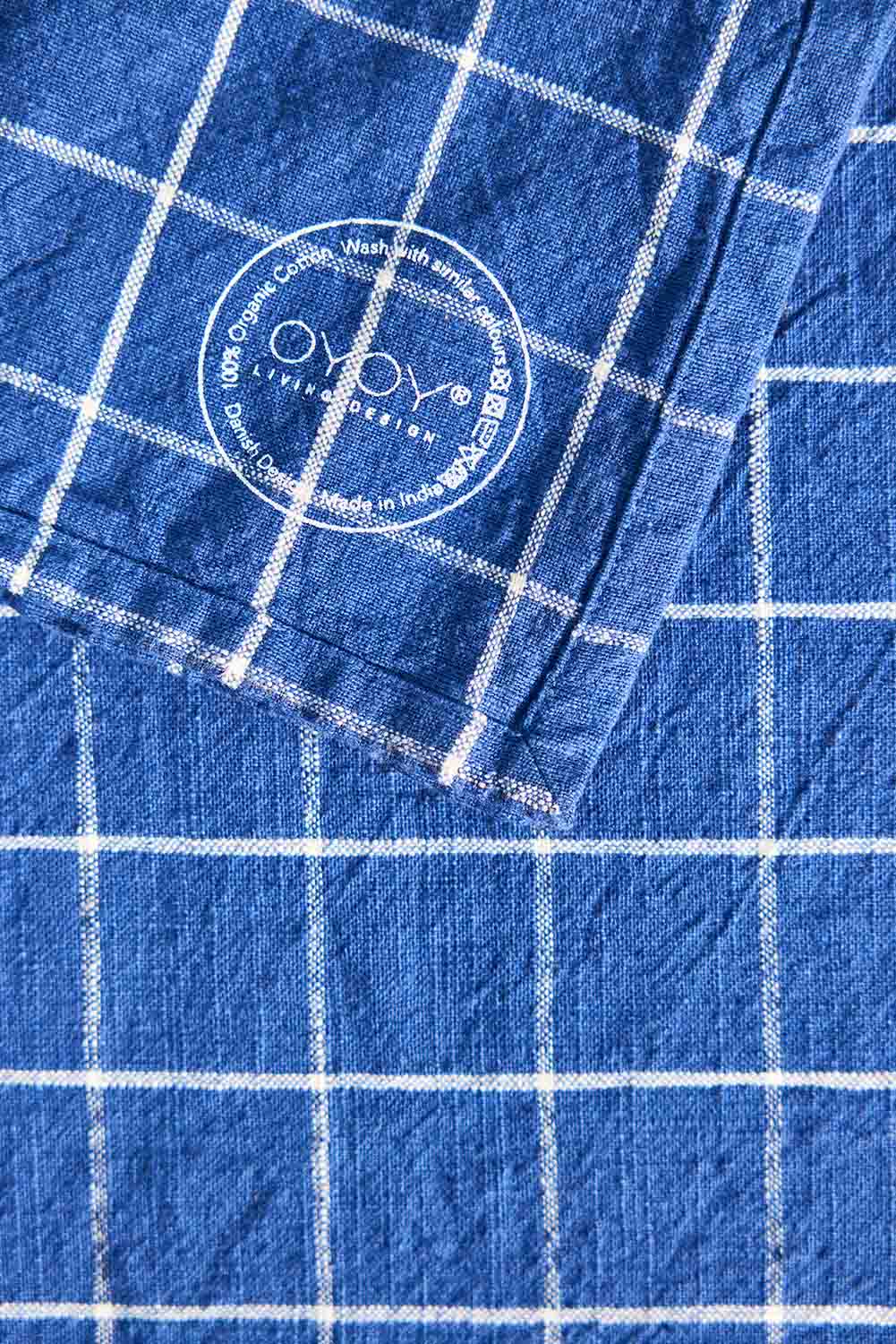 OYOY LIVING Grid Tablecloth - 260x140 cm Napkin 602 Dark Blue / White