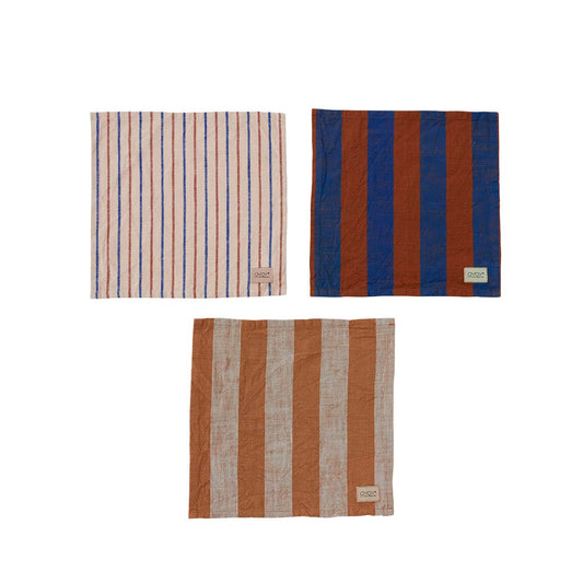 OYOY LIVING Kurin Dish Cloth - Pack of 3 Dish Cloth & Mini Towel 307 Caramel / Blue