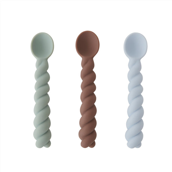 OYOY MINI Mellow - Spoon - Pack of 3 Kids Tableware 608 Dusty Blue / Taupe / Pale Mint