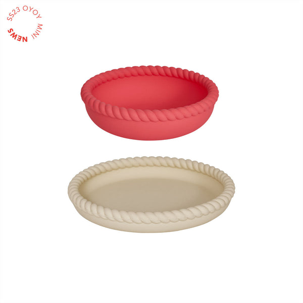 OYOY MINI Mellow Plate & Bowl Dining Ware 805 Vanilla / Cherry Red