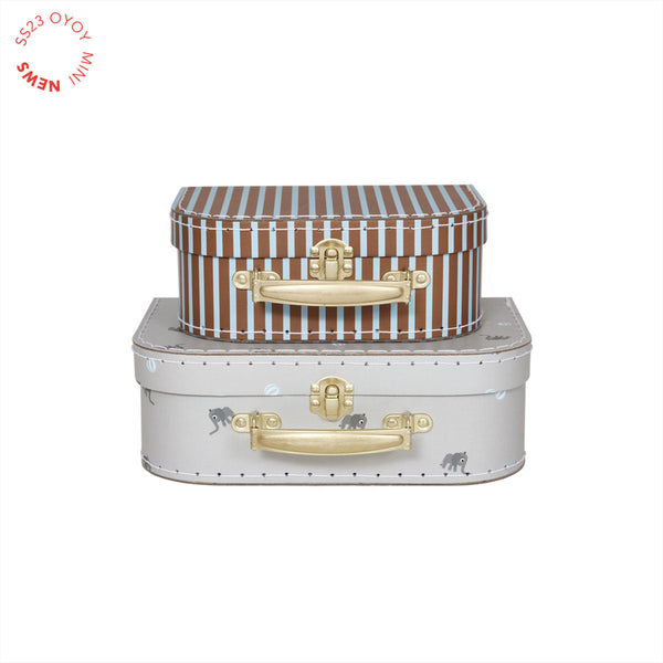 OYOY MINI Mini Suitcase Elephant & Stripe - Set of 2 Storage 603 Pale Blue
