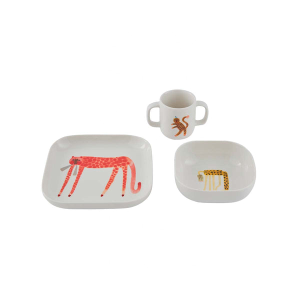 OYOY MINI Moira Tableware Set Strawberry Cat Kids Tableware 102 Offwhite