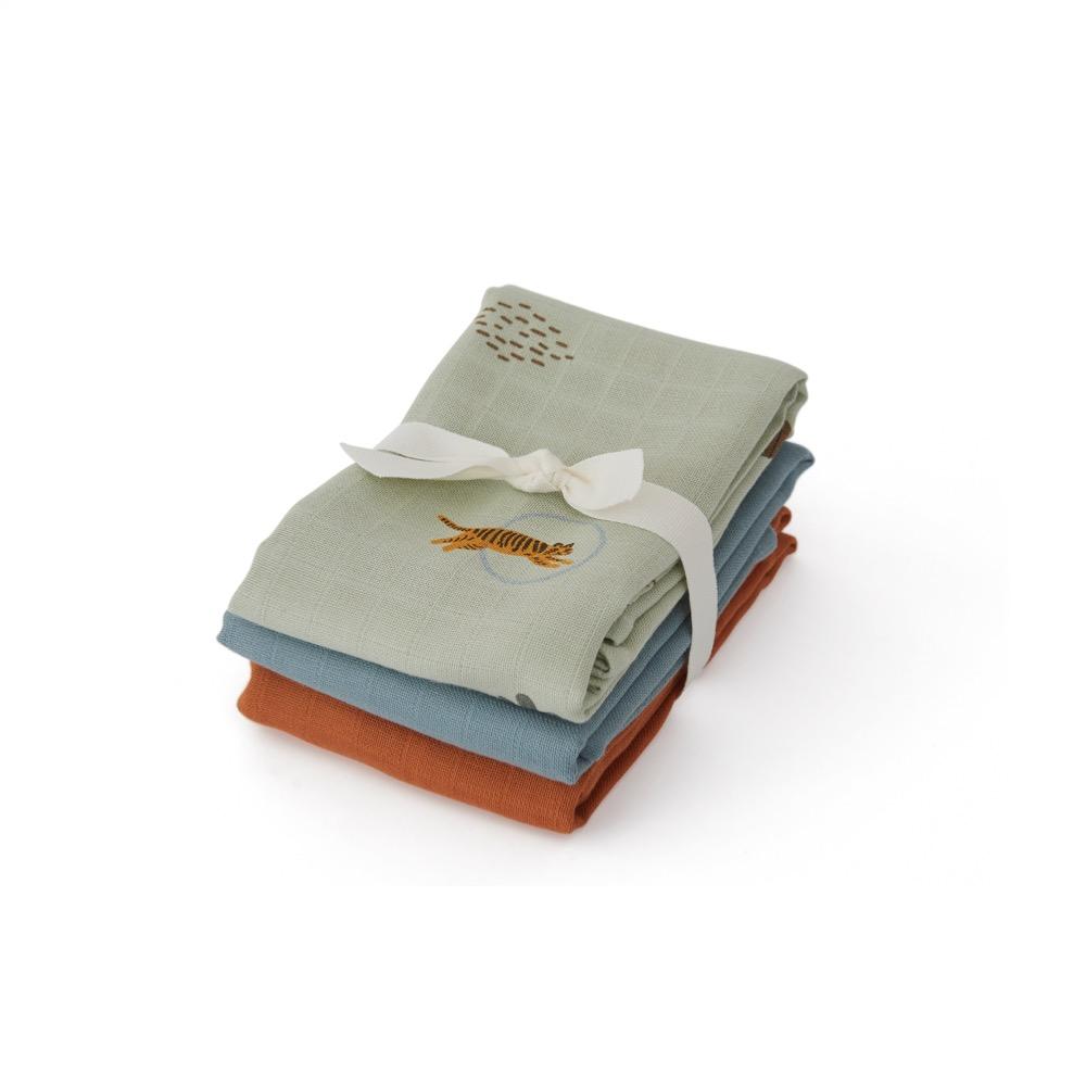 OYOY Living Design - OYOY MINI Muslin Square - Tiger - 3 Pcs/Pack Muslin 701 Green