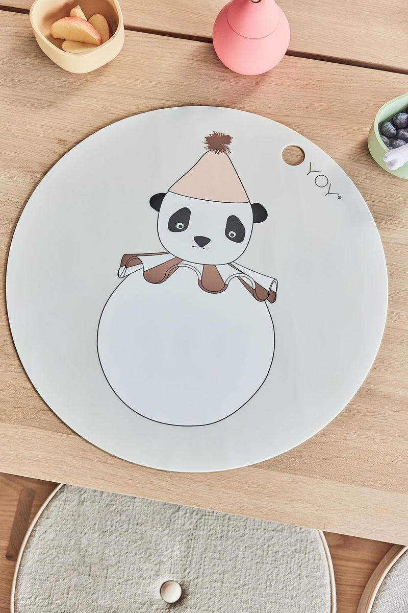 OYOY MINI Placemat Panda Pompom Placemat 102 Offwhite