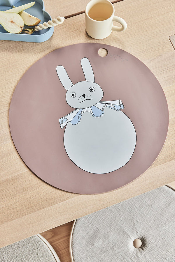 OYOY MINI Placemat Rabbit Pompom Placemat 306 Clay