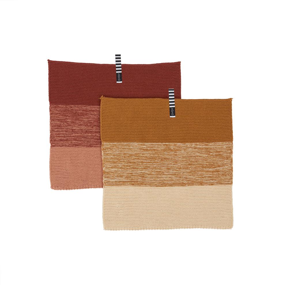 OYOY Living Design - OYOY LIVING Dish Cloth Niji - 2 Pcs/Set Dish Cloth & Mini Towel 308 Dark Caramel / Rubber