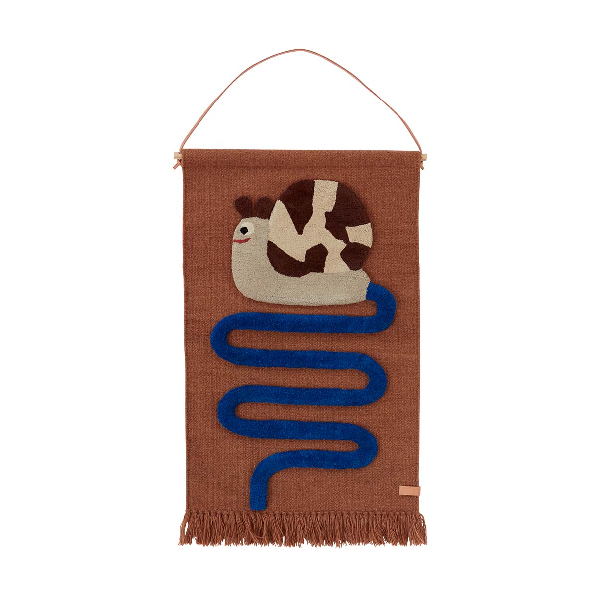 OYOY MINI Sally Snail On The Way Wall Rug Wallhanger 609 Optic Blue