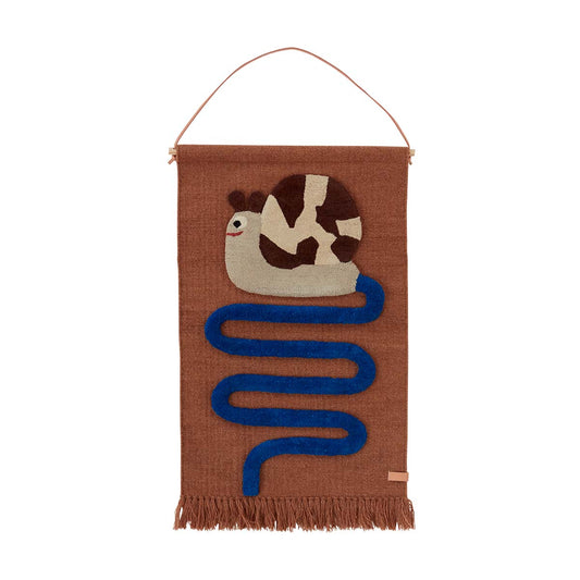 OYOY MINI Sally Snail On The Way Wall Rug Wallhanger 609 Optic Blue