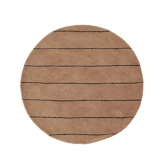 OYOY LIVING Striped Circle Rug Rug 309 Choko